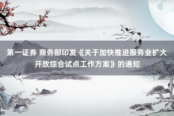 第一证券 商务部印发《关于加快推进服务业扩大开放综合试点工作方案》的通知